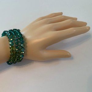 Green Faceted Crystal Wire Wrap Bracelet